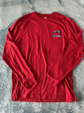 Men's IZOD Saltwater Relaxed Classic Red Long Sleeve Tee Size Medium